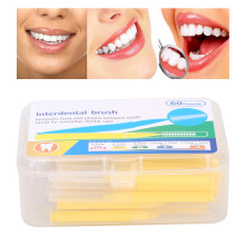 60 Stück Gelbe Orthodontische Interdentalbürsten zum Reinigen der Zähne