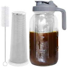 Cold Brew Coffee Maker 64Oz Cold Brew Jarro com Filtro Super de AçO InoxidáVel para Café Gelado, Chá Gelado-B