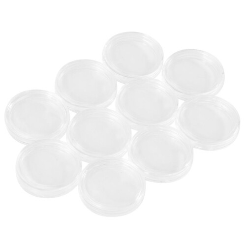 100 Pcs Small Round Transparent Plastic Coin Capsules Box 20mm 2