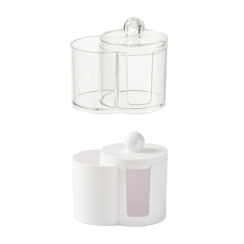 Space Saving 2 Section Plastic Cosmetic Holder For-white ball 2