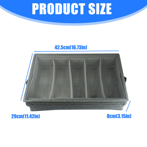 Oxfords Adjustable Compartments Gray Cutlery Storage Box With 2