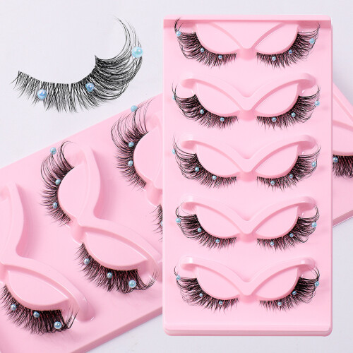 (1) Glitter Beaded Wispy Lashes for Halloween Party 1