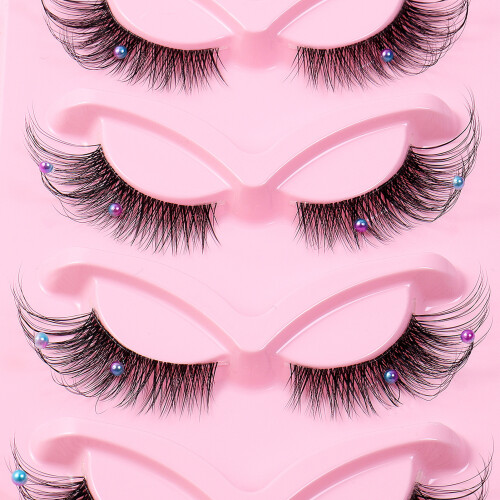 (2) Glitter Beaded Wispy Lashes for Halloween Party 1