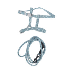 Hellgrünes Blumen-Katzen-Halsband-Set, verstellbare Leine & Seil, Stoff