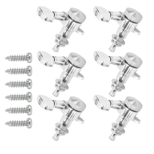 6Pcs Silver Locking Guitar Tuning Peg Set, 17.5mm Handle Length 1