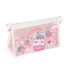 Transparent Cosmetic Bag Female Waterproof Storage Cartoon Portable Travel Bathroom Zipper Organizer Pencil Case D
