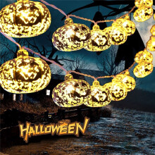 Halloween Lights,20 LED Pumpkin String Lights 9.8 Feet Halloween Decor,2 Modes Steady and Flickering Lights Halloween
