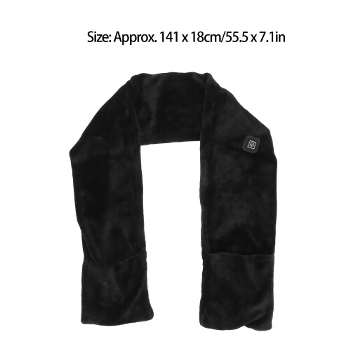 Heated Mink Wool Scarf with Pockets, Adjustable Temperature, Black 2