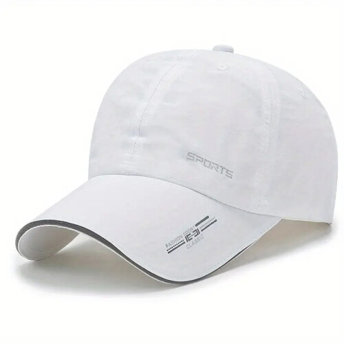 (White) Men\'s UV Sun Cap with Reflective Stripes