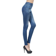 (2XL) Stretch Denim Leggings High Waist Slim Fit