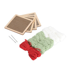4Pcs Cross Stitch Starter Kit Floral Pattern Embroidery Set Light Green