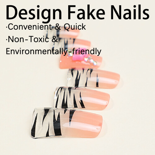 24pcs Leopard Print French Duck Nail Tips 1