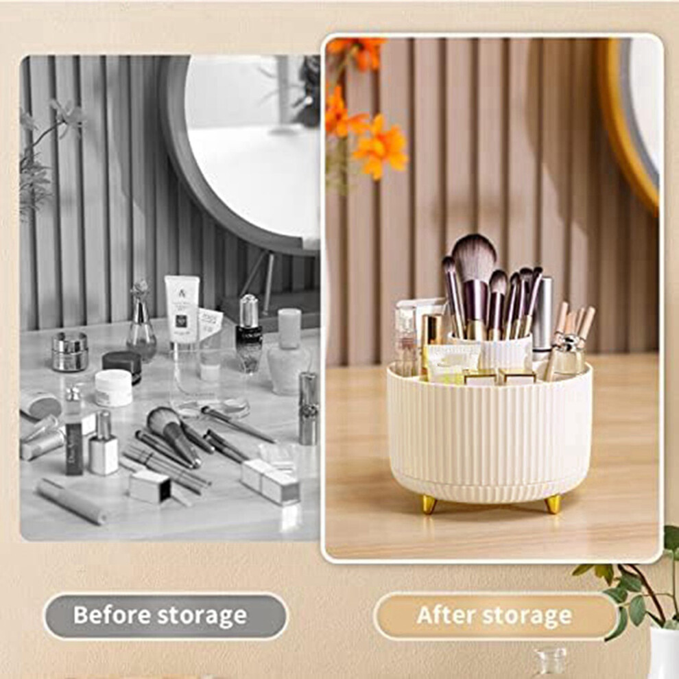 2X Makeup Brush Holder Organizer, 360 Rotating Pencil Pen Holder Cup, Desk Accessories, 5 Slot Make  Brushes Cup