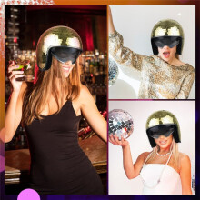 Casco de Bola de Discoteca con Visera Retráctil, con Cristales de Espejo Brillantes, Estilo Punk, Ideal para DJ de Bar.