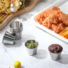 48 Ramequins en Métal de 42,5 G en Acier Inoxydable, Gobelets à Sauce Réutilisables, Bols à Sauce Ronds, Gobelets à Condiments