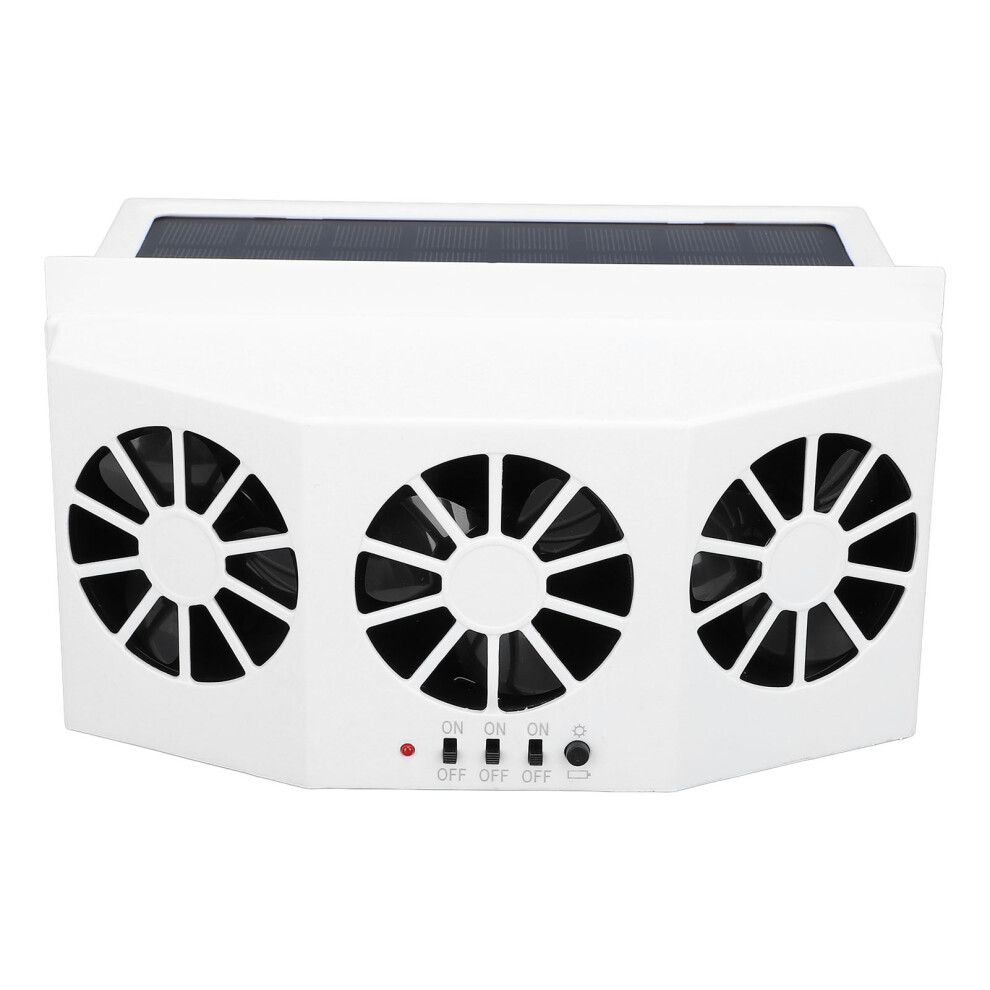 Car Exhaust Fan Solar Powered 3 Fans Abs Ventilation Odor Humidity Removal White 3461391084951