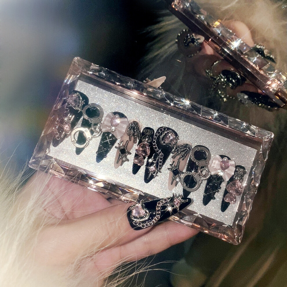 Roc-Electron (B) Gothic Bowknot Fake Nails 24Pcs Party Wearable