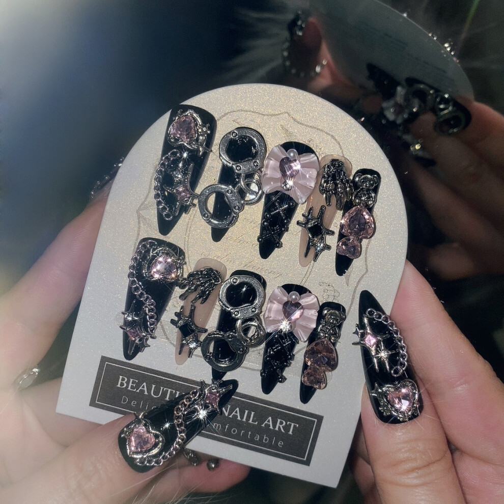 Dachuang Beauty (A) Gothic Bowknot Fake Nails 24Pcs Party Wearable