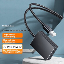 USB Till Optisk SPDIF Toslink & 3,5 mm Ljudadapterkonverterare för PS5, för PS4, TV, PC, Bärbar Dator, Smartphone Till Högtalare