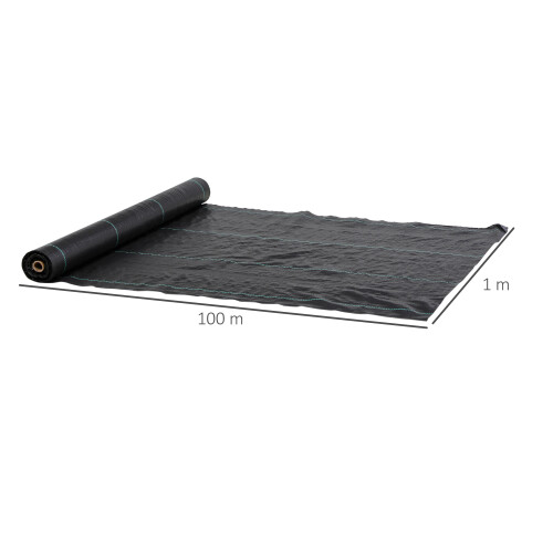 Outsunny Malla Antimaleza Negro 10000 x 100 cm 2