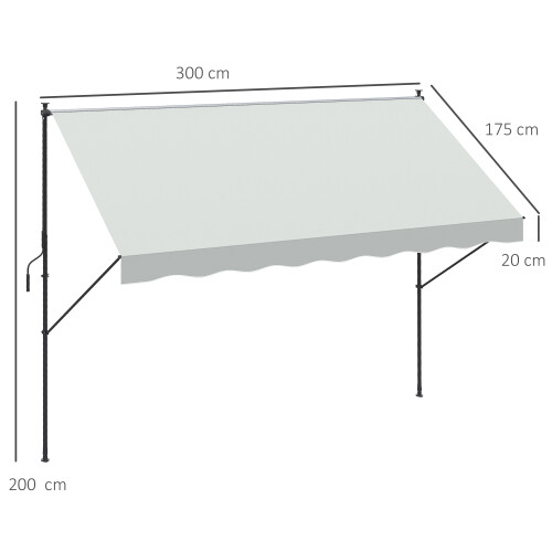Outsunny Toldo Manual Beige 300 x 175 x 310 cm 2