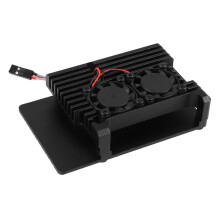 2X for Raspberry Pi 4 Aluminum Case with Dual Cooling Fan Metal Shell Black Enclosure for Raspberry Pi 4 Model B