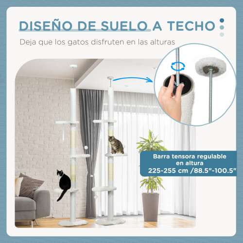 PawHut Árbol para Gato Blanco 48 x 32 x 255 cm 2