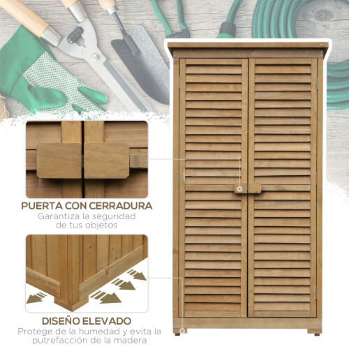 Outsunny Cobertizo de Madera Marrón 87 x 46.5 x 160 cm 1