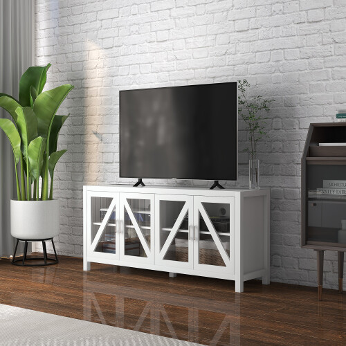 Homcom Mueble de TV Blanco 130 x 35 x 60 cm 1