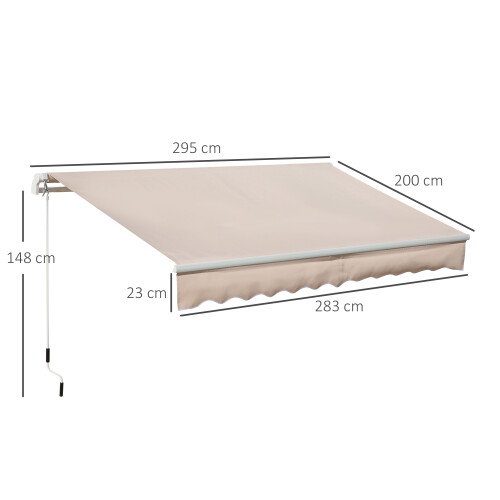 Outsunny Toldo Manual Retráctil Beige 295 x 200 cm 2