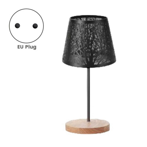 Table Lamp,  Metal Lampshade and Base with Tree Pattern,Suitable for Tabletop Pendant Lamp Wall Lamp Black EU PLUG 2