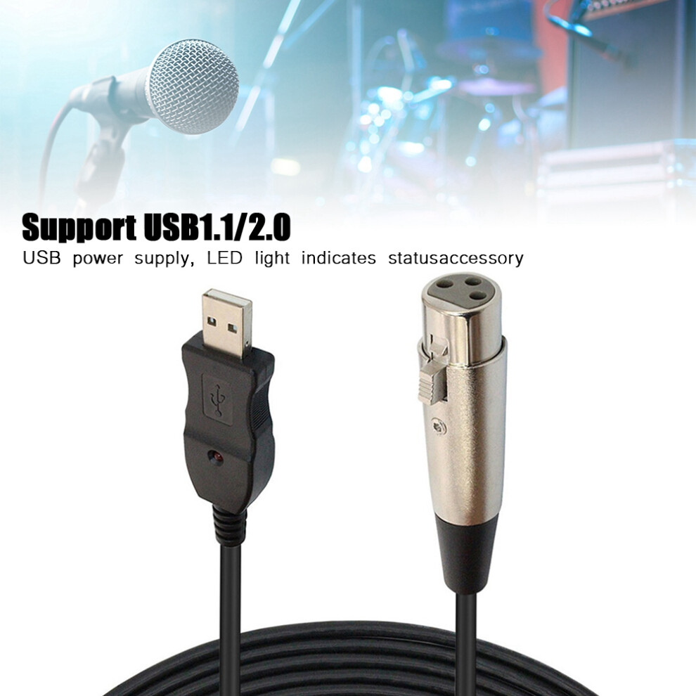 Xlr Female To Usb Mic Cable 2.8M Black 7340572085818