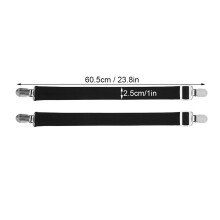 2Pcs Multipurpose Bed Sheet Clip Straps, Non-Slip Mattress Holders, 2.5cm, Black
