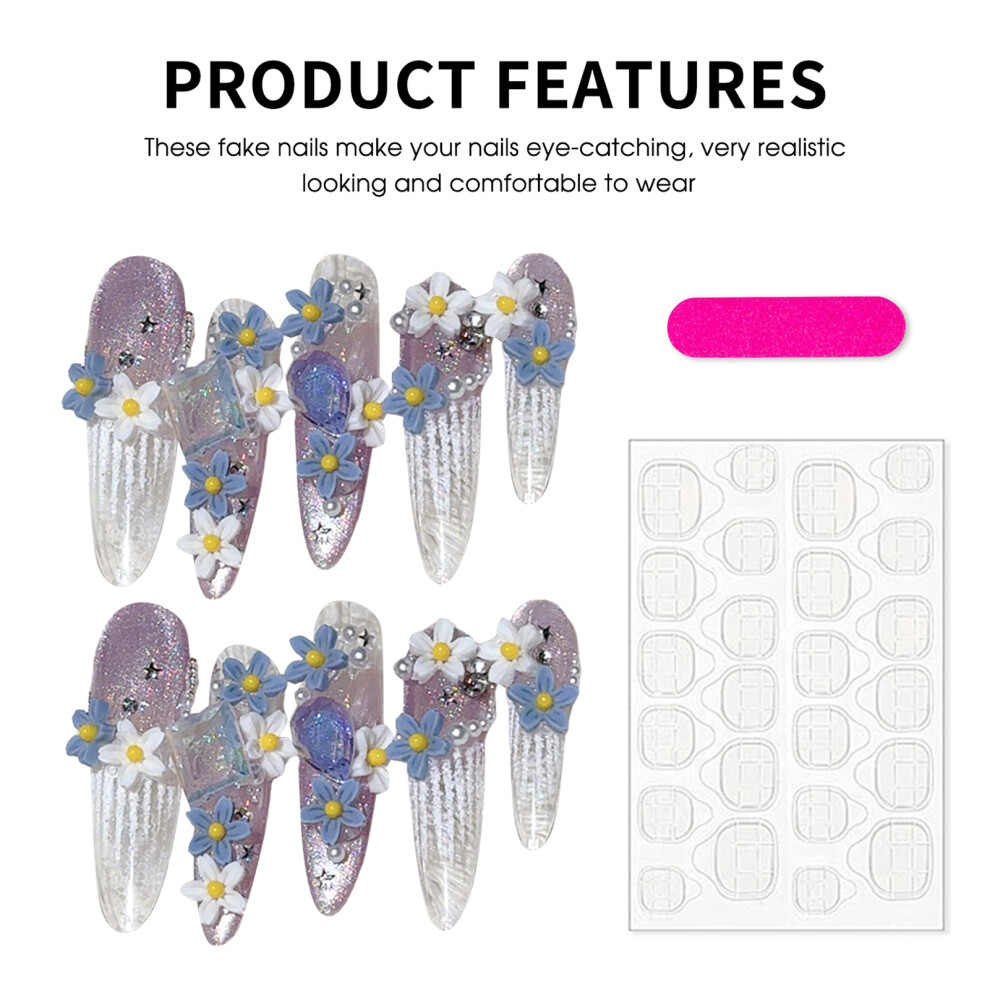 Reach-Tools (Starry Flower, S) 10Pcs French Pearl Fake Nails