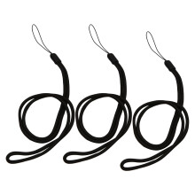 3X Nylon Geflochtene Schnur Halsband fuer Handy Kamera Schwarz