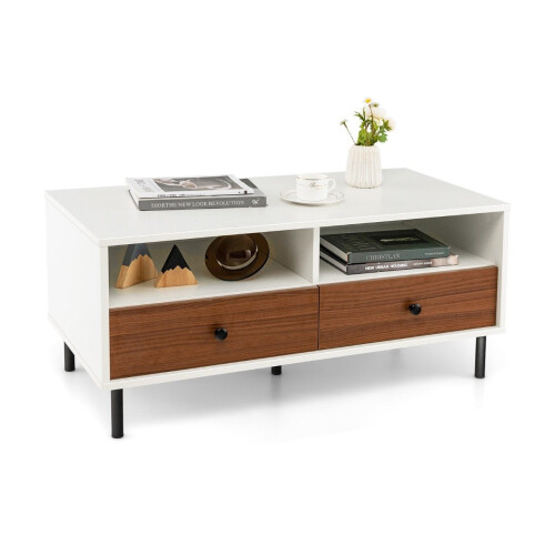 Coffee table with 2 drawers and 2 shelves. Rectangular living room table with storage space 95 x 48 x 45 cm 1
