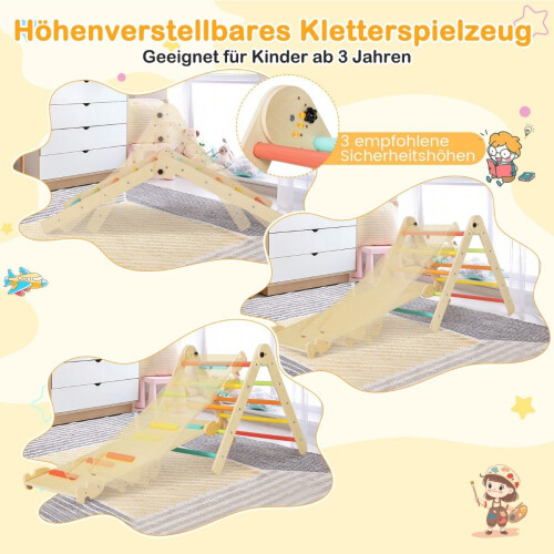 3 in 1 Triangular Climbing Toy Foldable & Height Adjustable Triangle Set for Toddlers Colorful 2