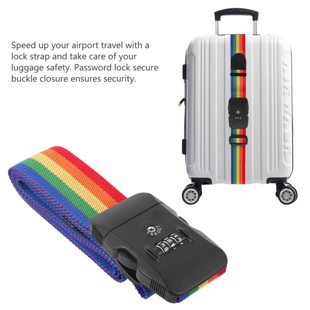 Colorful Luggage Strap With Tsa Lock, Adjustable Travel Belt 2100Mm 9391391618464