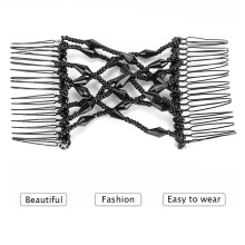Women Girl Magic Easy Hair Beads Slide Comb Clip Black for Stylish Hair Styling