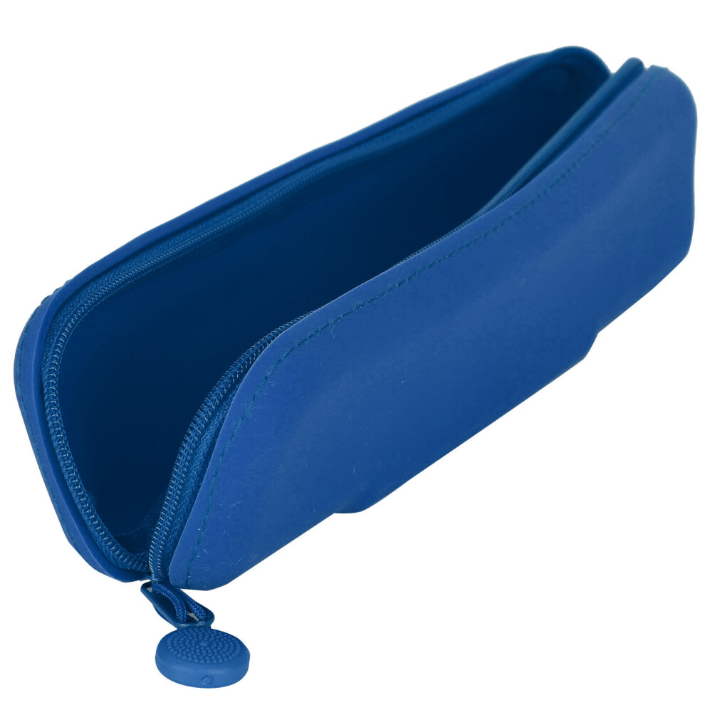 Blue Mini Silicone Makeup Storage Case Travel Pencil Bag For Cosmetics