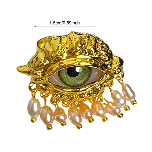 (Gold) Bague Halloween Perle Pompon Fête 2