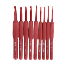 9Pcs Aluminum Crochet Hooks with Silicone Handles, 2-6mm Set