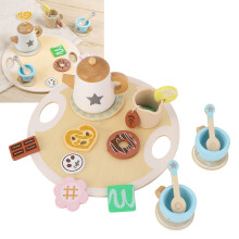 Holz-Teeset für Mädchen, Kirschenholz, Rollenspiel, 4 Teile