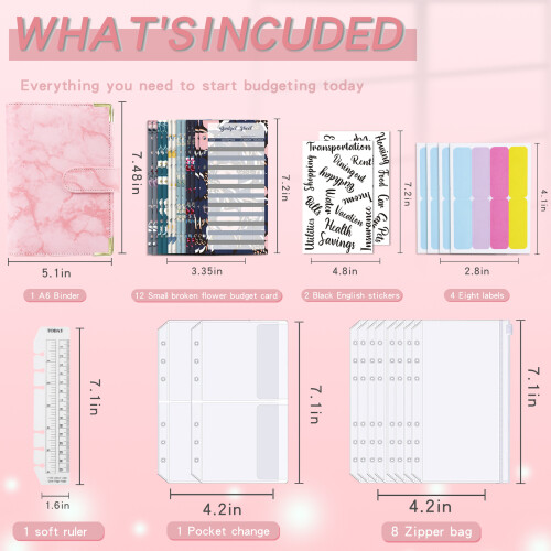 A6-Ringbuch mit Budgetblatt, Budgetplaner Pink 1