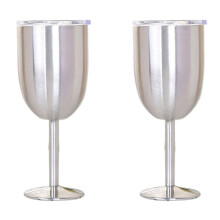 2X Copa de Vino Copa de Doble Capa de Acero Inoxidable Color Vaso de Gran Capacidad Copa de Vino Resistente Plata