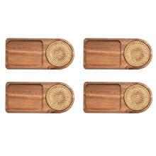 4X Coffee Tray Wood Plate Breakfast Tray for Serving Food Hospitality Coffeeware Teaware Decor Table Decoration B