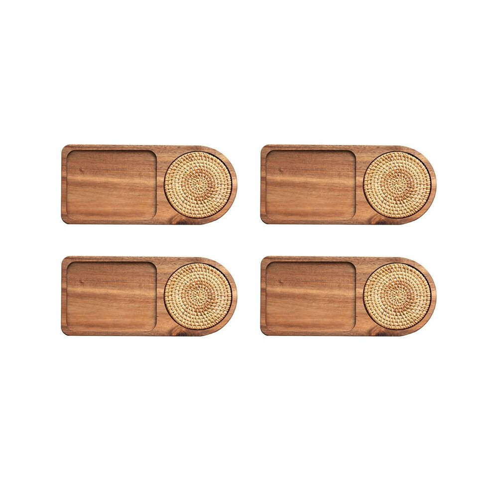 Brecantia 4X Coffee Tray Wood Plate Breakfast Tray For Serving Food Hospitality Coffeeware Teaware Decor Table Decoration B