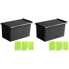 2X Bread Pans with Dough Scraper Cutter-Pullman Loaf Pan with Lid,Covered Bread Pan