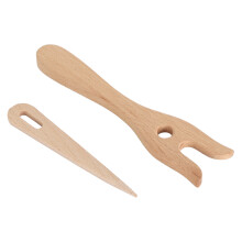 2Pcs Wooden Knitting Fork & Eye Needle Kit for Jewelry, Toys & Dresses