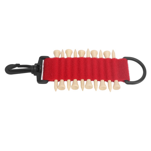 Multifunction Golf Tee Holder Bag with Hook, Nylon & Bambusoideae, Red